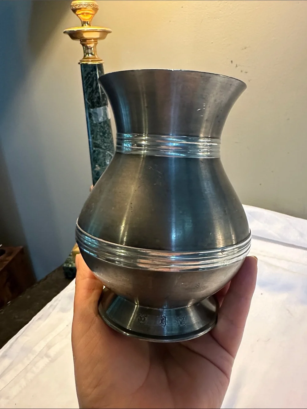 Classic Pewter Silver Decorative Vase